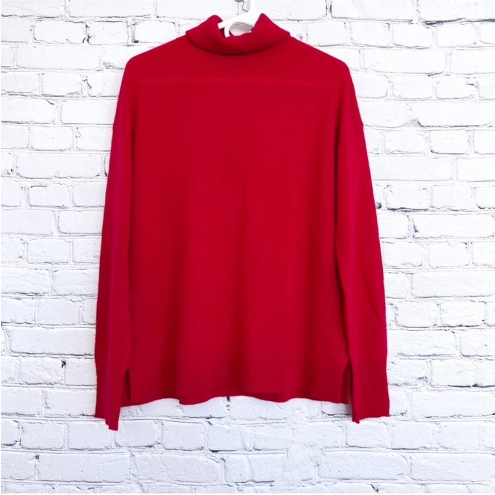 New Halogen 100% Cashmere Red Turtleneck Sweater Size Medium